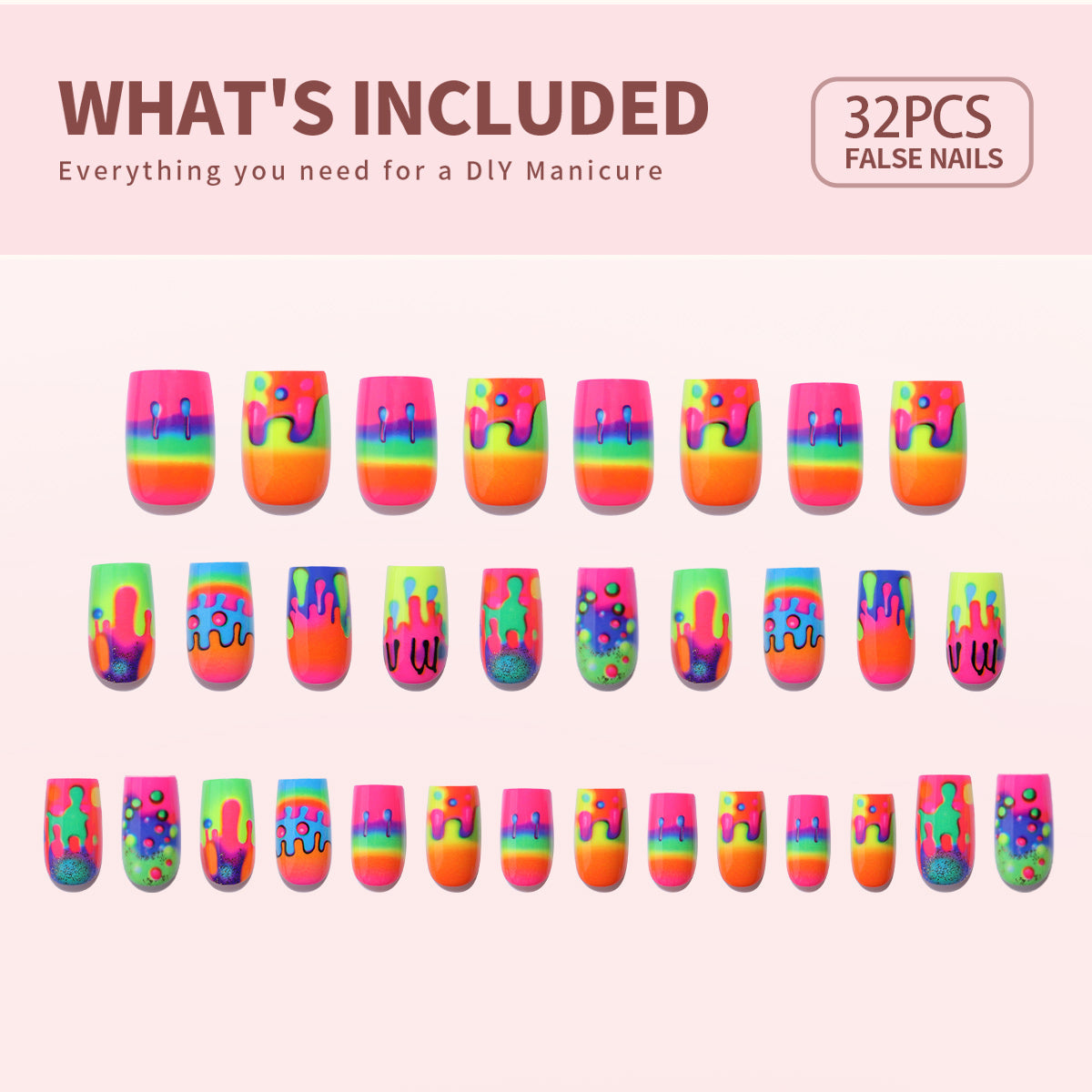 Gel Press On Nails 16 Sizes-32 Pcs Kit X004LBOO2Z