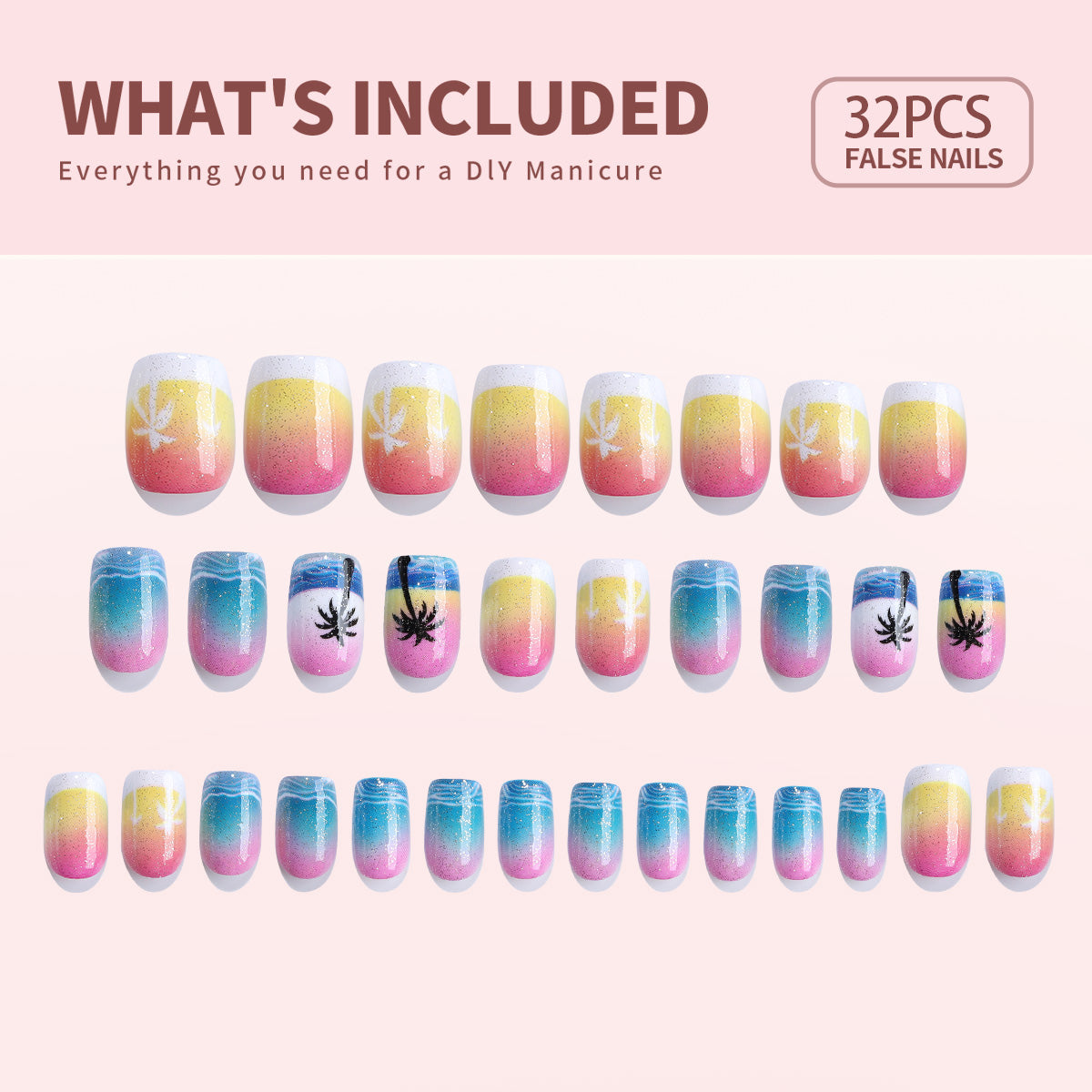 Gel Press On Nails 16 Sizes-32 Pcs Kit X004O3C409