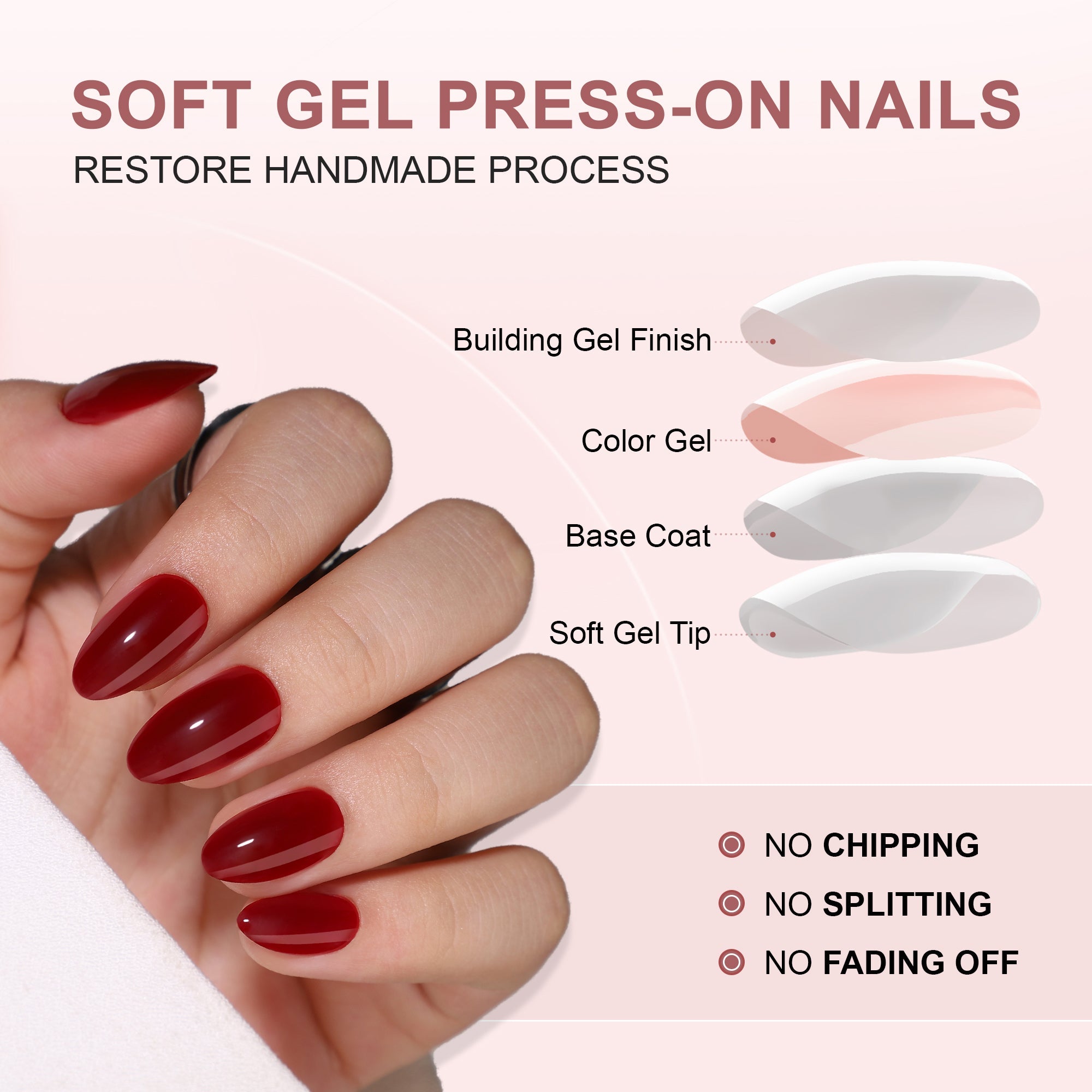 Gel Press On Nails 16 Sizes-32 Pcs Kit A195 MH-3