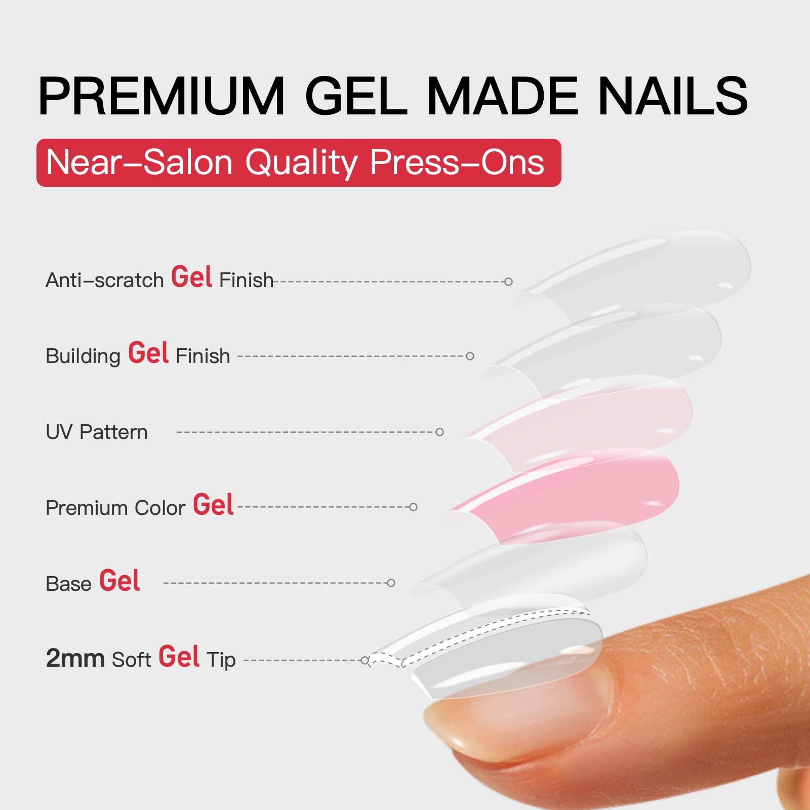 Gel Press On Nails 16 Sizes-32 Pcs A508