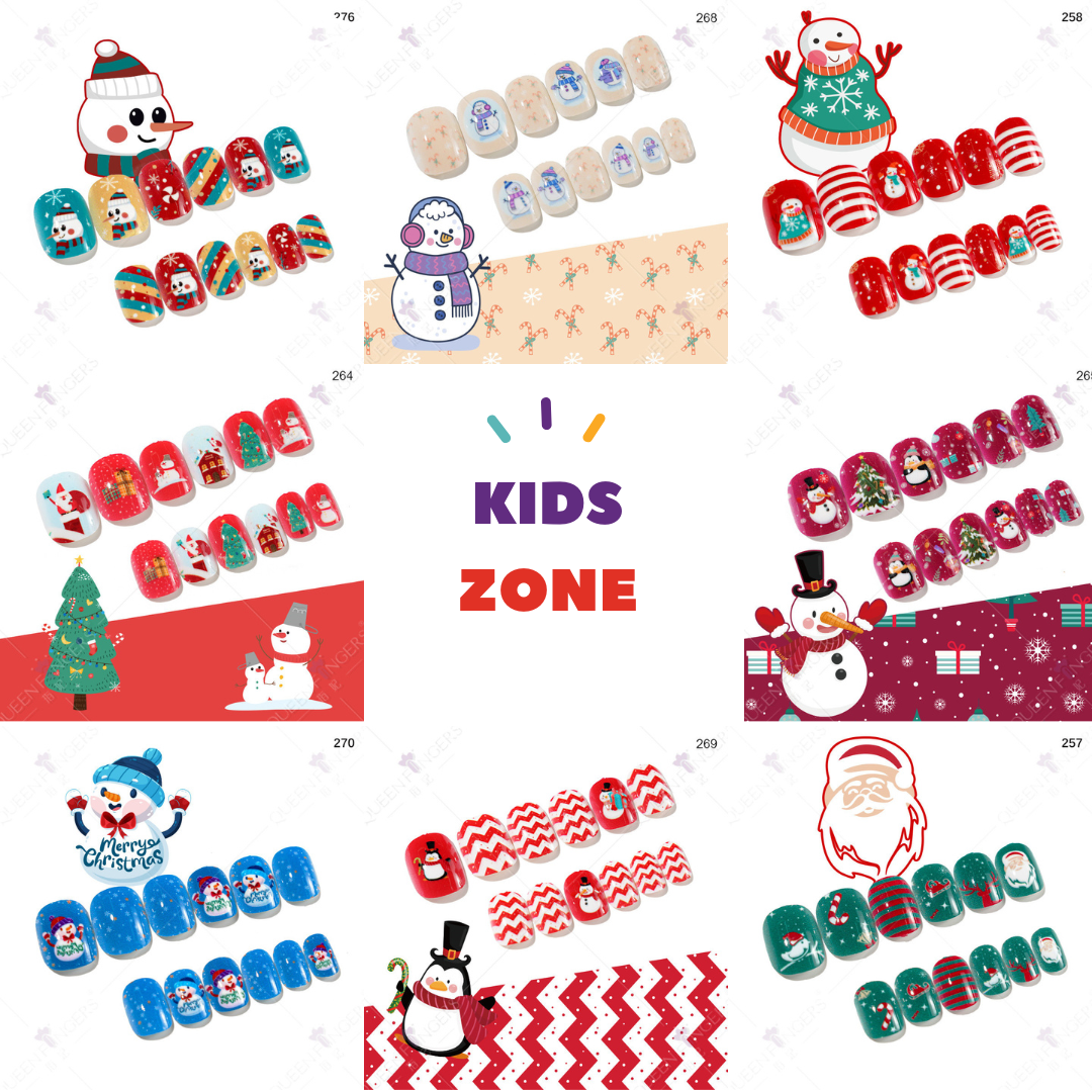 Mini press on nails for kids 24Pcs-12Size PNT-27