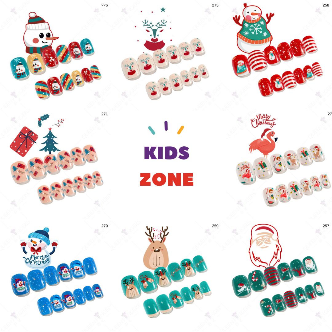 Mini press on nails for kids 24Pcs-12Size PNT-27