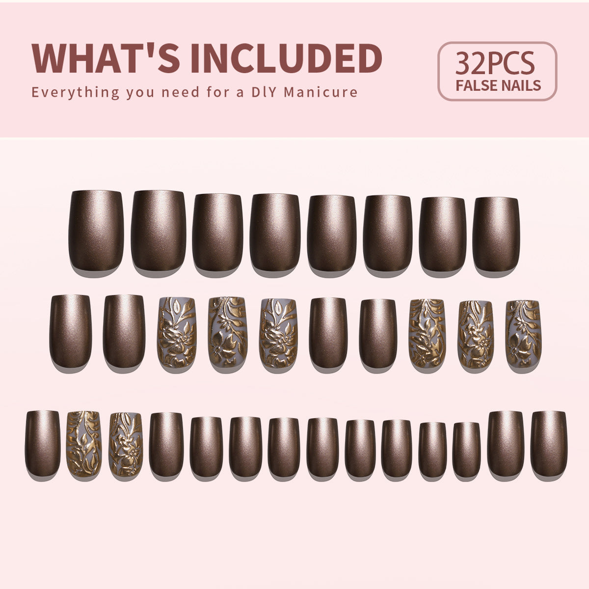 Gel Press On Nails 16 Sizes-32 Pcs Kit DK-24103