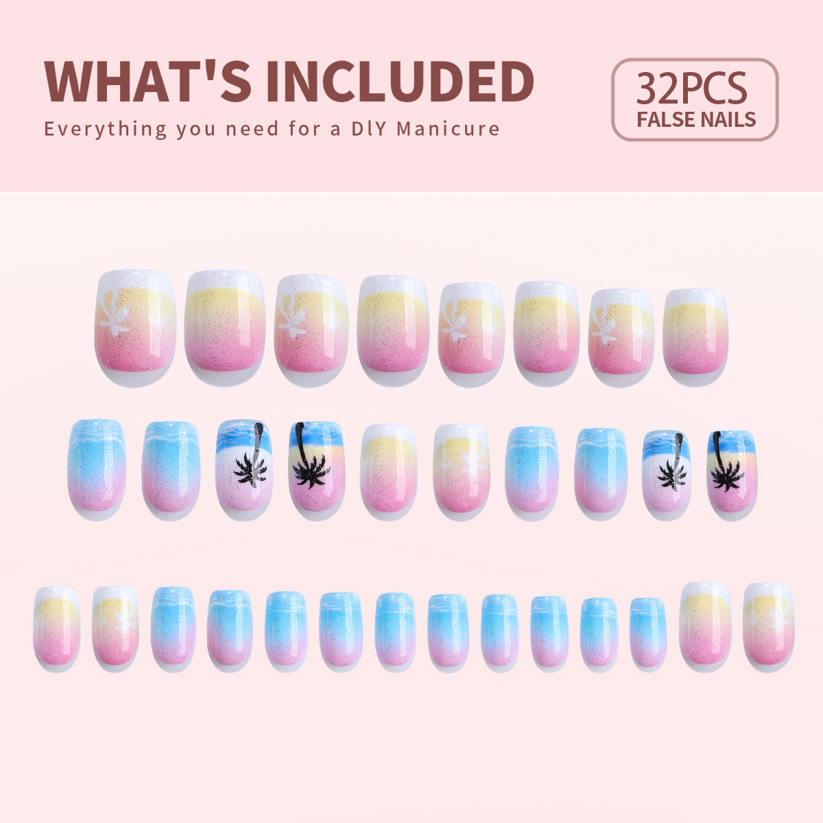 Gel Press On Nails 16 Sizes-32 Pcs Kit X004O3JIMV