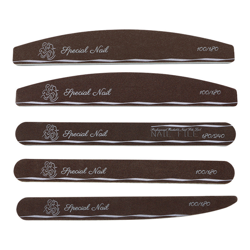 5 PCS  Nail File Set - Includes Sponge File, Emery File, and Wooden File for Manicures